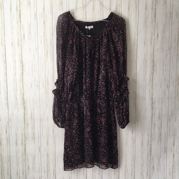 parker Black Pink Floral Silk Knee Lnth Midi Dress - Picture 1 of 8
